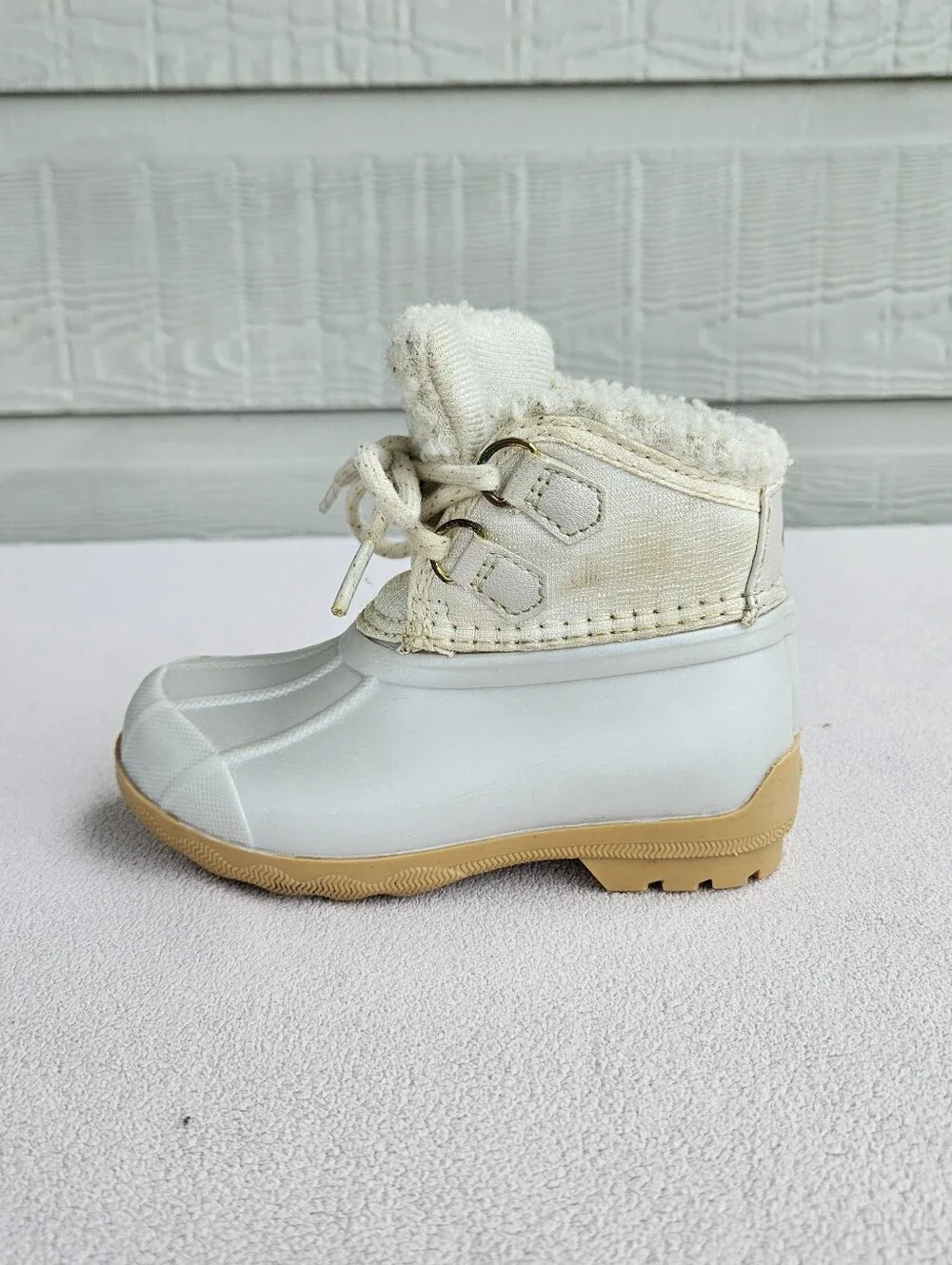 Sperry Kids' Port Alpine Duck Ankle Boot Toddler SZ 7 White Waterproof Lined